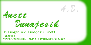 anett dunajcsik business card